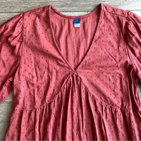 Old Navy Women’s Puff-Sleeve Clip-Dot Mini Swing Dress Sz Med "A Little Rusty" - Picture 5 of 10